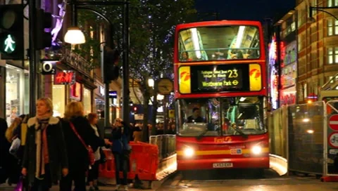 London Bus at Night Video stock 8993454