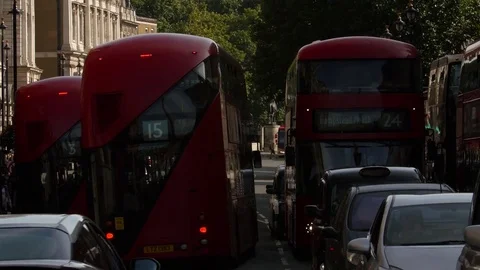 London Buses With Big Ben In The Background Stock-Footage 85299900