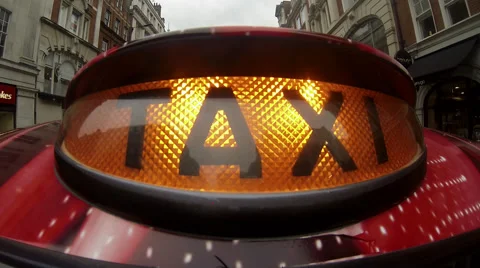 LONDON CAB TAXI TIMELAPSE LIGHT ON Stock Footage