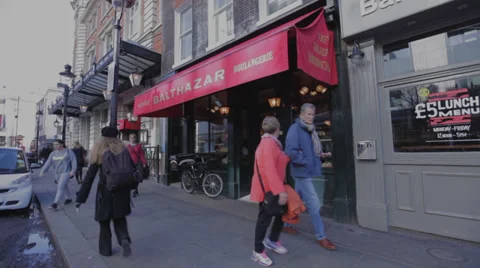 London Cafes, Places to Eat Europe Stock Footage