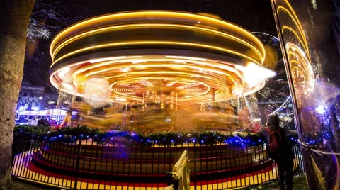 London Carousel at Night Stock Footage 62910062