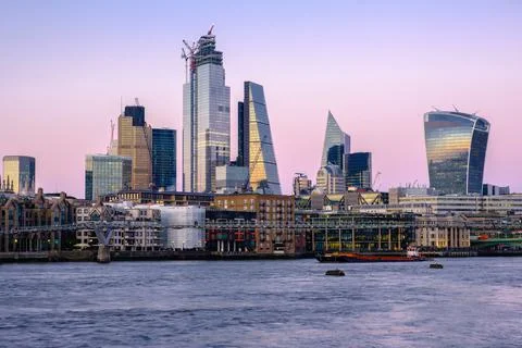London city centre during sunset Stock Photos