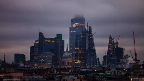 London City Dark Clouds Stock Footage 168328686