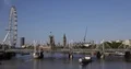 London City Skyline with Famous Sightseeing and Water Transportation Sunny Day 4k or 4k+ Resolution