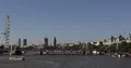 London City Skyline with Ferry Boats on River Tourist Attraction Sightseeing Day 4k or 4k+ Resolution