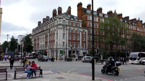 London city traffic intersection in the sunshine Stock Footage 80290341