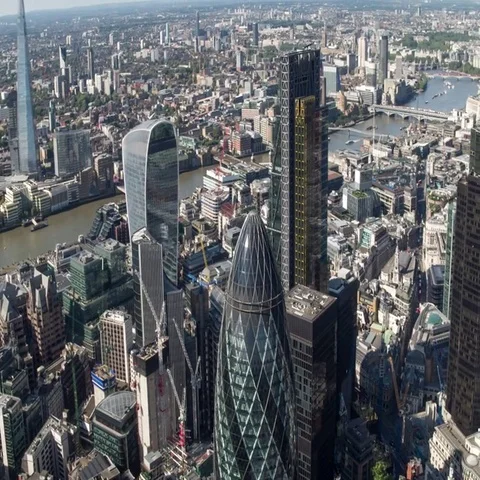 London city urban helicopter aerial flight buildings architecture 4k Stock Footage 69517630