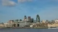 London Cityscape Skyline, Thames River, Swiss Re, Gherkin, St Mary Axe HD Footage