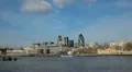 London Cityscape Skyline, Thames River, Swiss Re, Gherkin, St Mary Axe HD Footage