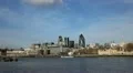 London Cityscape Skyline, Thames River, Swiss Re, Gherkin, St Mary Axe HD Footage