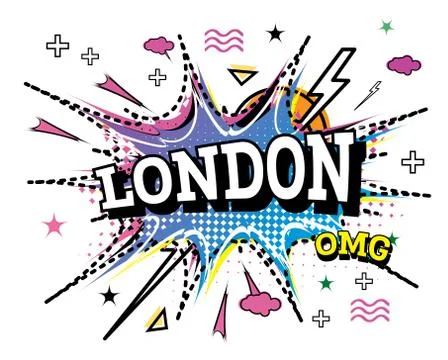 London Comic Text in Pop Art Style Isolated on White Background. Stockillustratie