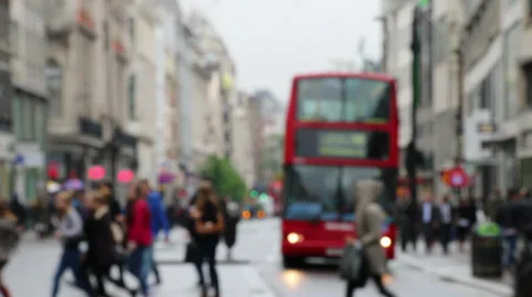 London Commuters and Shoppers on busy Oxford Street Stock Footage