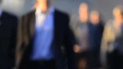 London, Commuters crossing London Bridge (defocussed) Stock Footage