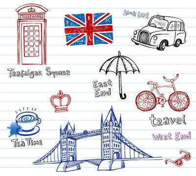 London Doodles Stock Illustration