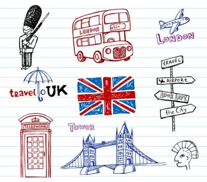 London Doodles Illustrazione stock