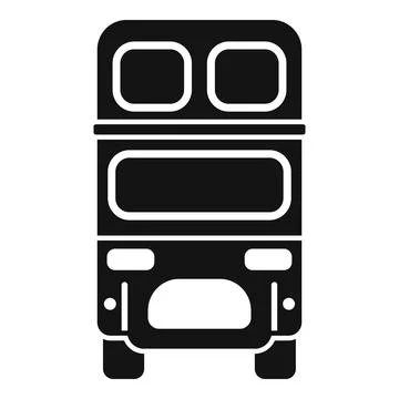 London double decker bus approaching front view silhouette Stock Illustration