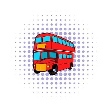 London double decker red bus icon, comics style Stock Illustration