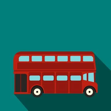 London double decker red bus icon, flat style Stock Illustration