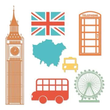 London elements over white background. vector illutration Stock Illustration