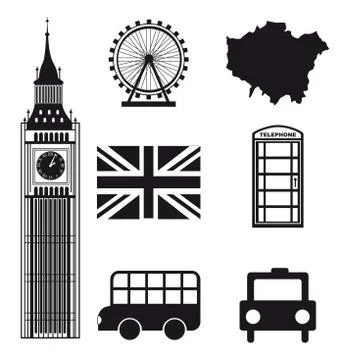London elements over white background. vector illutration Stock Illustration