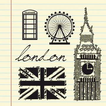 London elements over white background. vector illutration Illustrazione stock