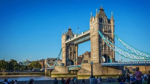 London, England. Circa, 2016. Hyperlapse of the Tower Bridge over River Thames. Stock Footage