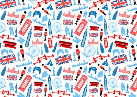 London, England Seamless Pattern 스톡 일러스트