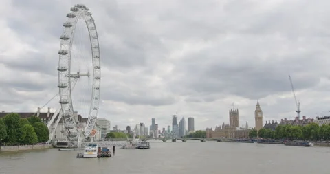 London Eye and Big Ben over the Thames timelapse Stock Footage 200734995