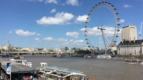 The London Eye and Thames River in London Stock Footage 102716857