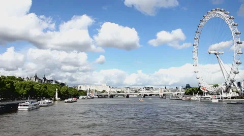 London Eye from the bridge Stock Footage 41787941