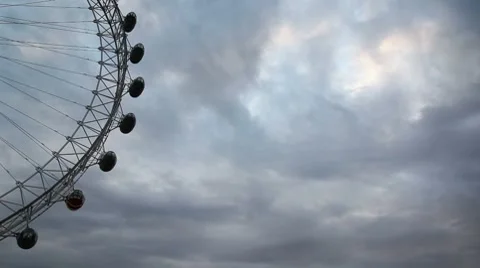 London Eye with Clouds Stock Footage 8660367
