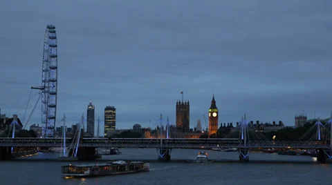 London Eye Houses of Parliament England Most Popular Paid Tourist Attraction UK Stock Footage