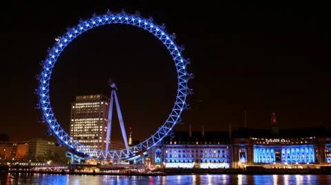 London Eye at night Stock Footage 10722222