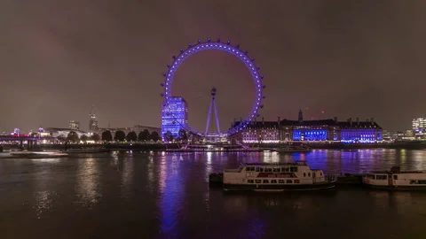 The London Eye at night Stock-Footage 162963255
