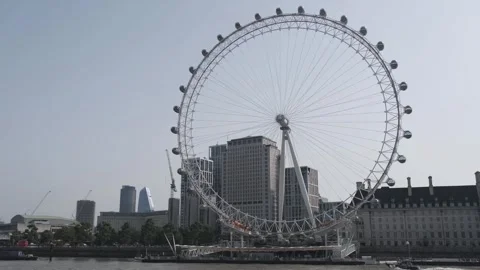 London Eye or Millenium Ferris Wheel, River Thames Southbank Stock Footage 251740203