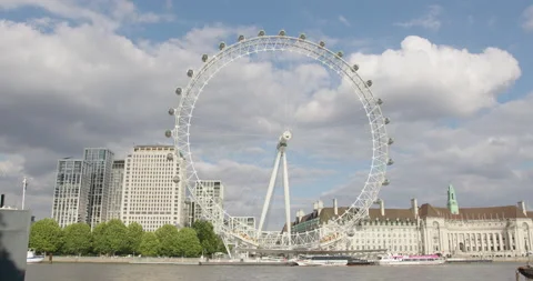 London Eye over thames time lapse Stock Footage 200734053