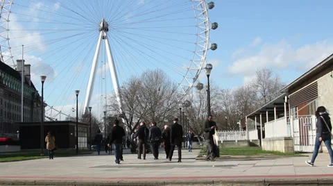 London eye square in foreground Stock Footage 35804225