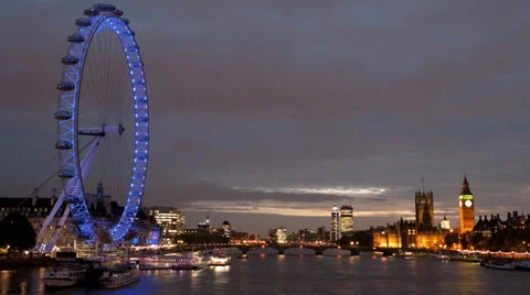 London Eye time lapse Stock Footage 34125120