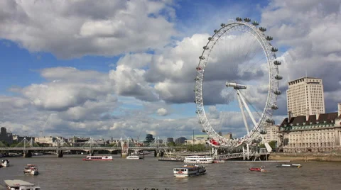 London Eye - Wide Stock Footage 5164078