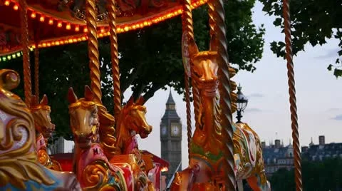 London Fair Ground Carousel Stock Footage 11475904