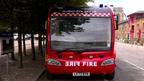 London Fire Brigade Autonomous Shuttle Front View Parked On Street Stock Footage 339657207