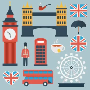 London flat icon set Stock Illustration