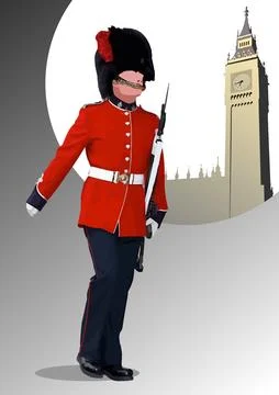 London  guard. Colored 3d vector hand draewn illustration for designers Stock Illustration