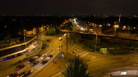 London Intersection time lapse at night. 4K version 스톡 동영상 34264217