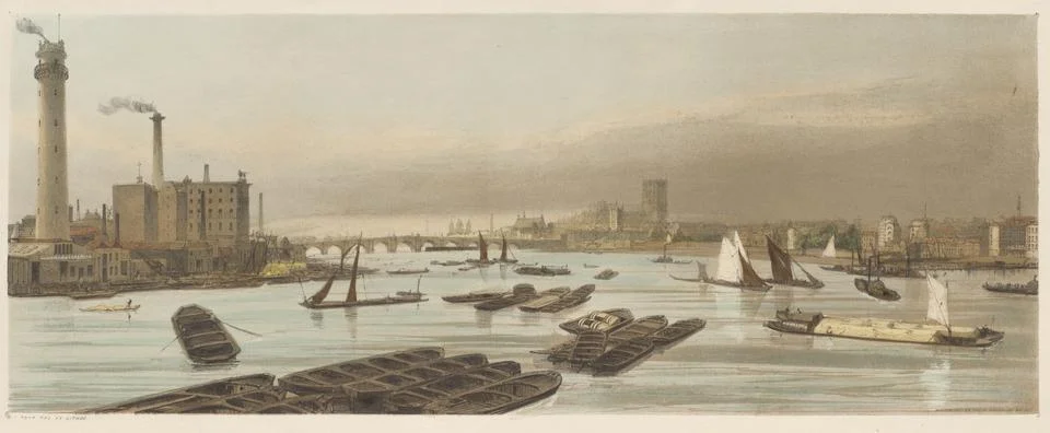 London As It Is: Westminster, from Waterloo Bridge, 1842. Thomas Shotter Bo.. Stock Illustration