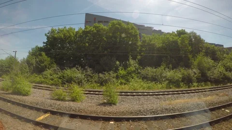 LONDON - JULY 2017: The view from train window of Emirates Stadium in London  Stock Footage 85762071