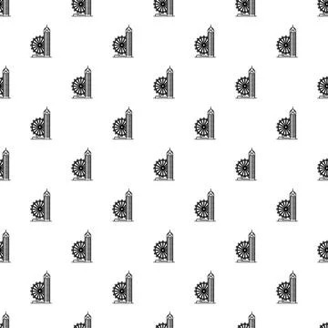 London landmark pattern featuring gherkin building and ferris wheel Ilustración de archivo