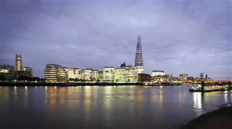 London landmarks, day to night time lapse and pan Stock Footage