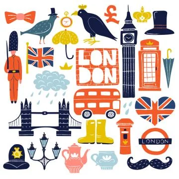 London Landmarks Set Stockillustratie