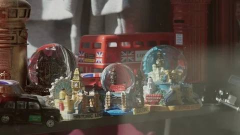 LONDON LANDMARKS IN SNOW GLOBE Stock Footage 90077343